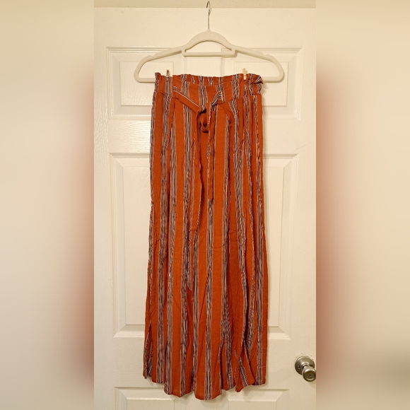 NWOT BerryGo Linen Boho High Waist Pants SplitFlowy Stripe Wide Leg Pant - Picture 4 of 6